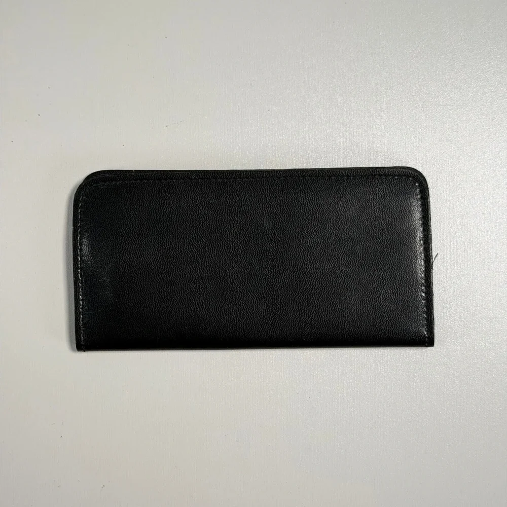 Vintage Black Leather Checkbook Wallet BiFold Western Card‎ Holder Trucker